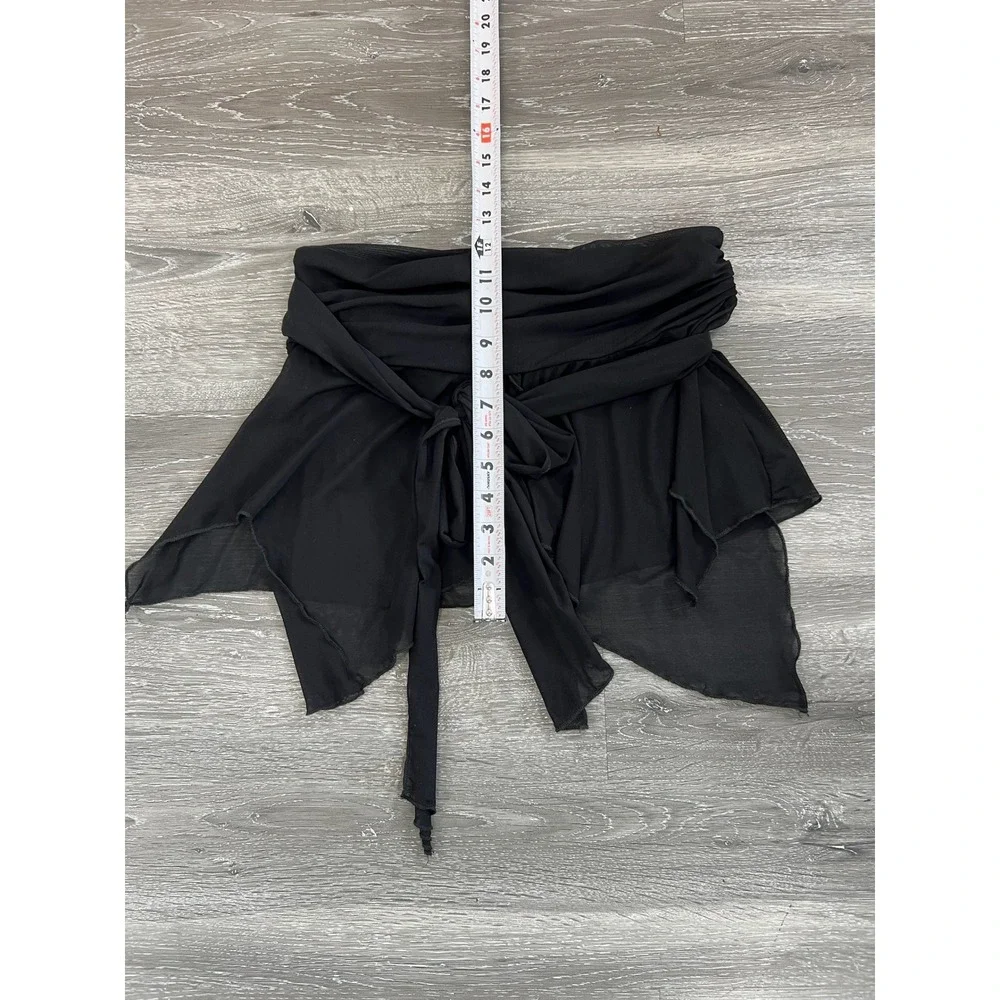 Kimchi Blue Black Sheer Mesh Tie-Front Mini Skirt Size LG